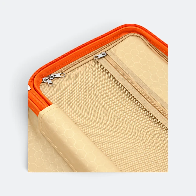 Gmg4254 orbita vanity case 14" orange interior detail view, travel bag corporate gift malaysia with logo printing
