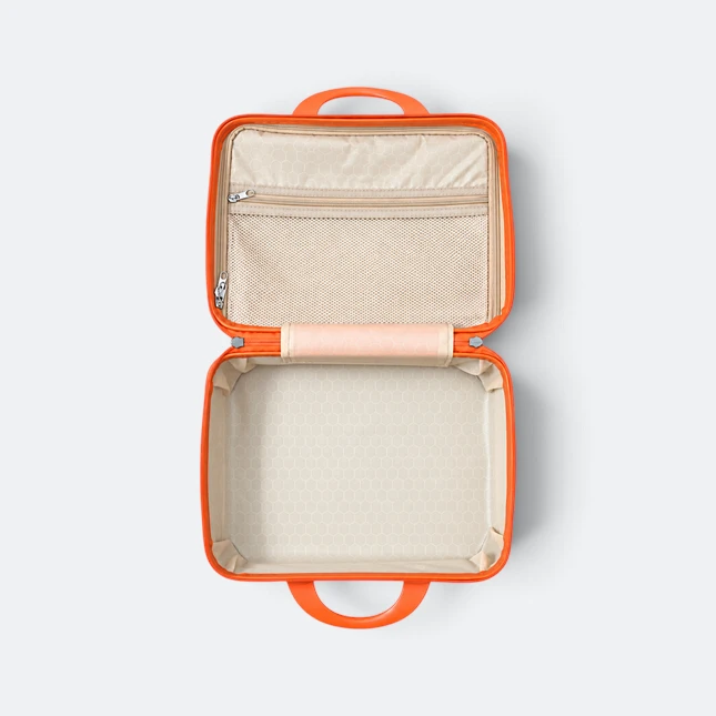 Gmg4254 orbita vanity case 14" orange open interior view, travel bag corporate gift malaysia with logo printing