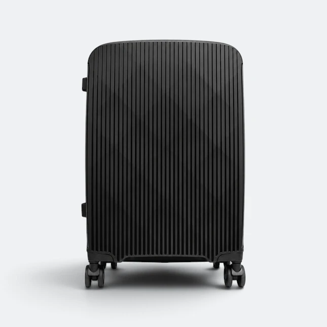 Gmg4255 stratos front pocket hard luggage 24" black front view, travel bag corporate gift malaysia with logo printing