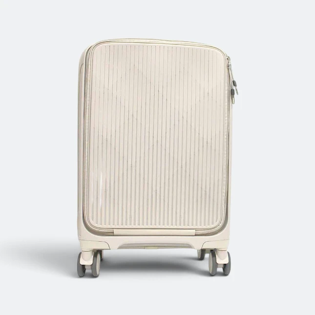 Gmg4256 stratos front pocket hard luggage 20" beige front view, travel bag corporate gift malaysia with logo printing