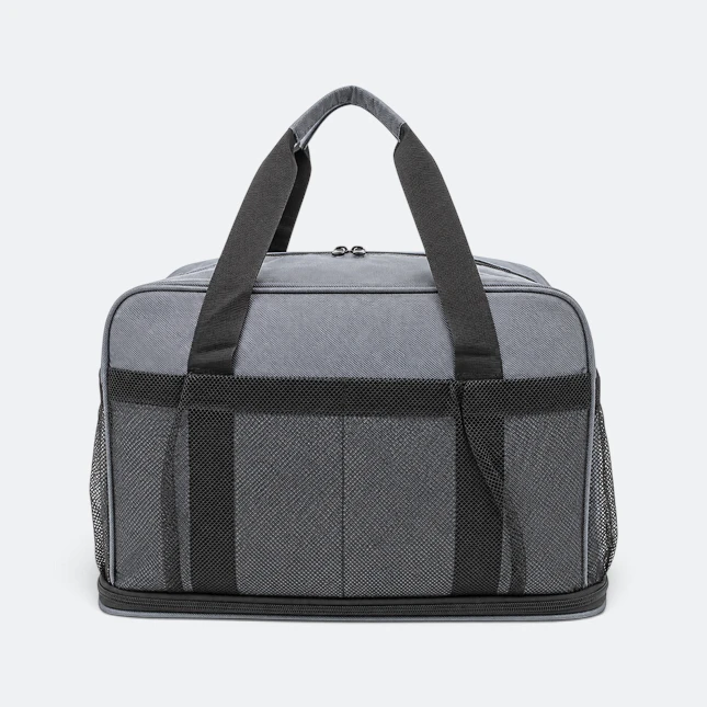 Gmg4258 transit nylon duffel travel bag grey view, travel bag corporate gift malaysia with logo printing