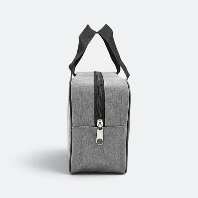 Gmg4260 carryon nylon multipurpose bag with handle grey side view, toiletries bag corporate gift malaysia with logo printing