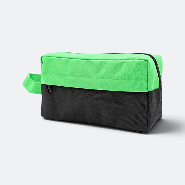 Gmg4262 duotone nylon multipurpose pouch green view, toiletries bag corporate gift malaysia with logo printing