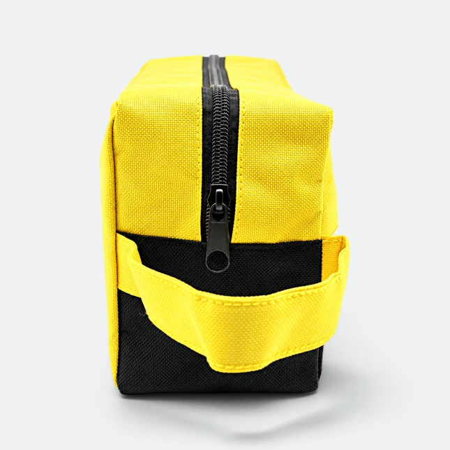 Gmg4262 duotone nylon multipurpose pouch yellow side view, toiletries bag corporate gift malaysia with logo printing