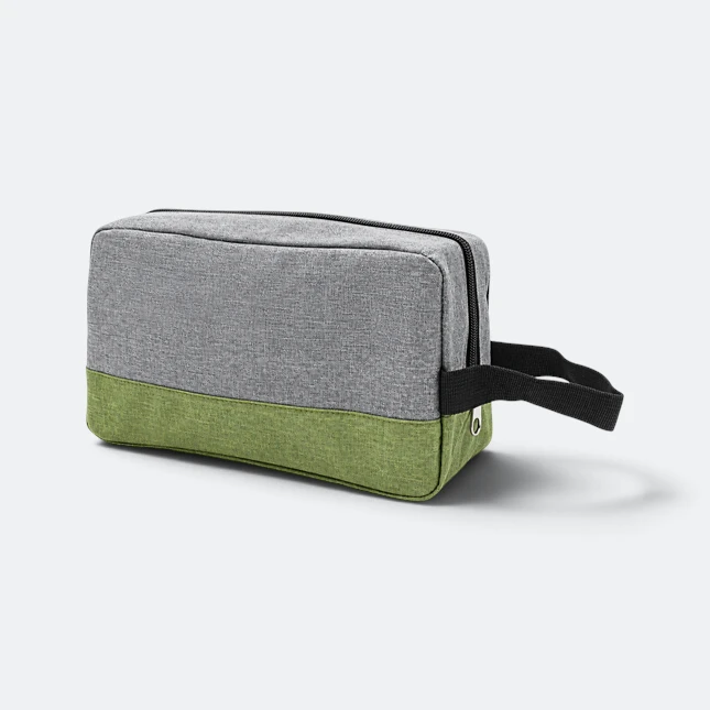 Gmg4263 meshly nylon toiletry pouch army green back view, toiletries bag corporate gift malaysia with logo printing