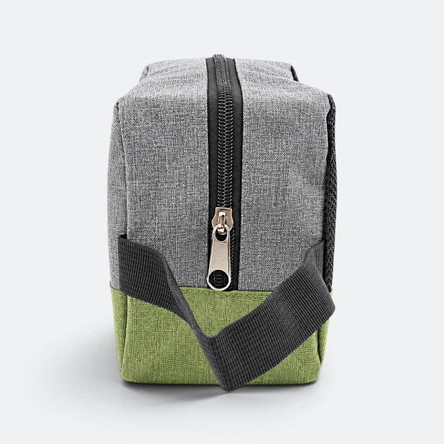 Gmg4263 meshly nylon toiletry pouch army green side view, toiletries bag corporate gift malaysia with logo printing