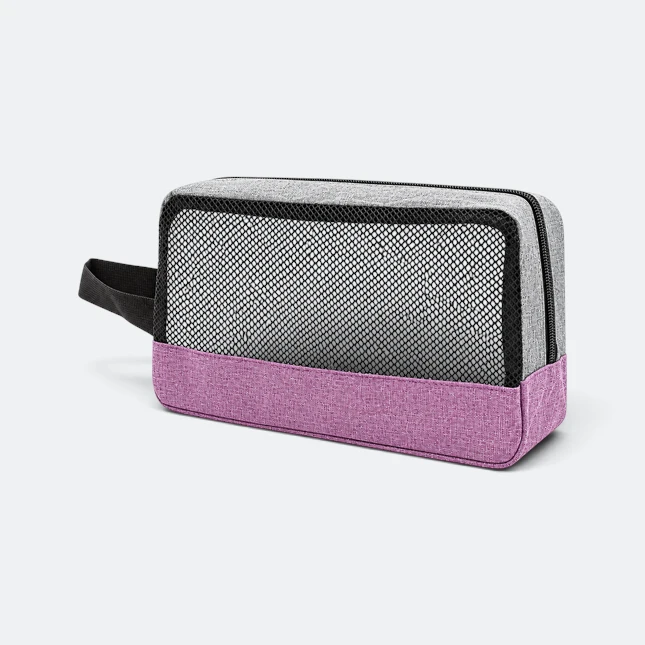 Gmg4263 meshly nylon toiletry pouch purple view, toiletries bag corporate gift malaysia with logo printing