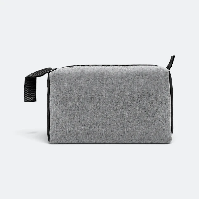 Gmg4269 flatty nylon multipurpose pouch grey view, toiletries bag corporate gift malaysia with logo printing