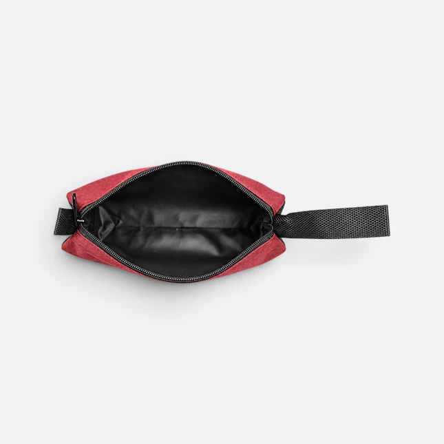 Gmg4269 flatty nylon multipurpose pouch maroon inside view, toiletries bag corporate gift malaysia with logo printing