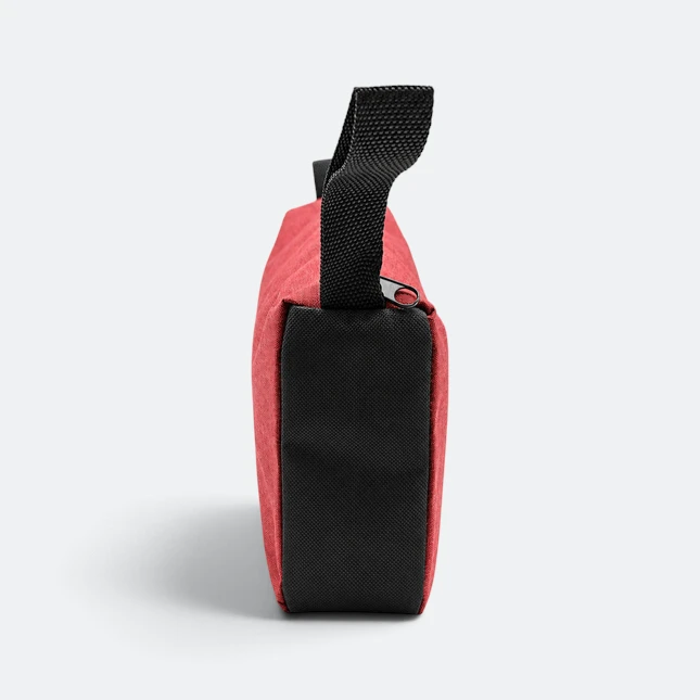 Gmg4269 flatty nylon multipurpose pouch maroon standing view, toiletries bag corporate gift malaysia with logo printing