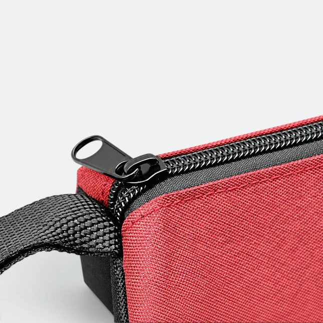 Gmg4269 flatty nylon multipurpose pouch maroon zip detail view, toiletries bag corporate gift malaysia with logo printing