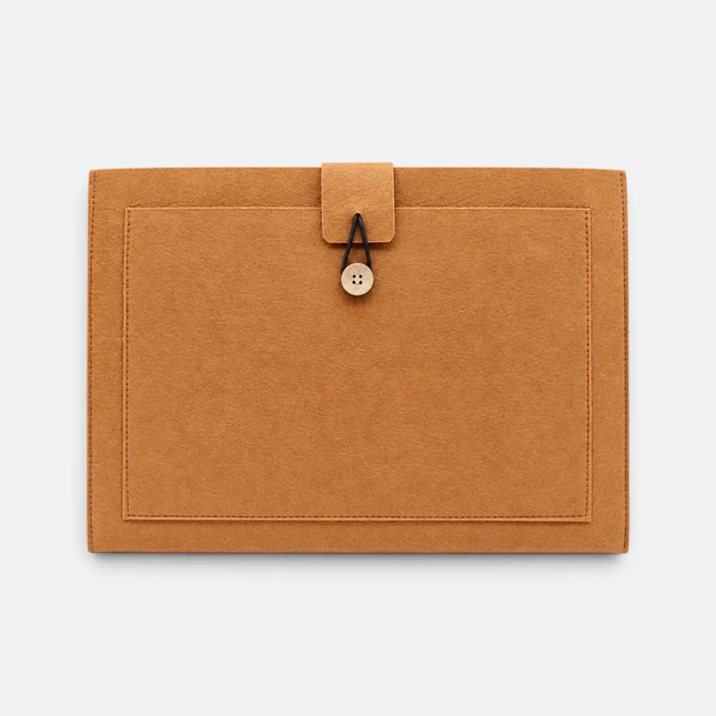 Gmg4272 feltro felt document sleeve with front pocket brown view, document bag corporate gift malaysia with logo printing