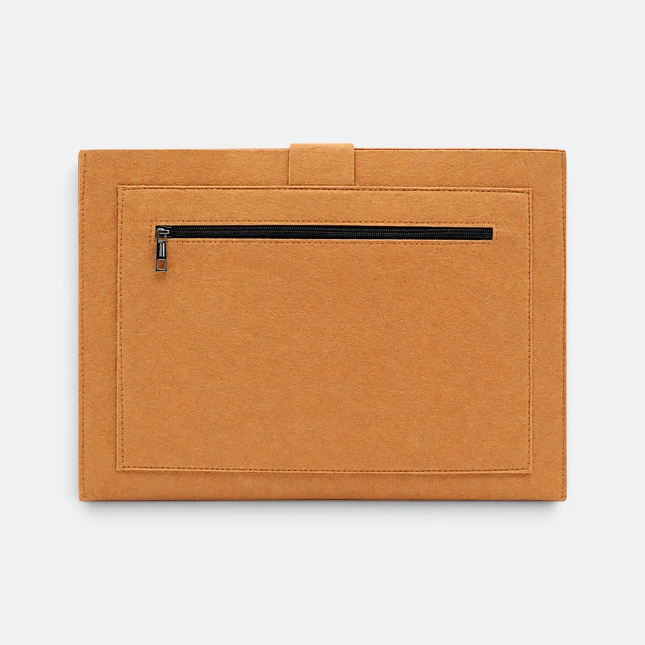 Gmg4272 feltro felt document sleeve with front pocket brown back view, document bag corporate gift malaysia with logo printing