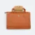 Gmg4275 portia pu leather seminar folder with handle brown front view, document bag corporate gift malaysia with logo printing