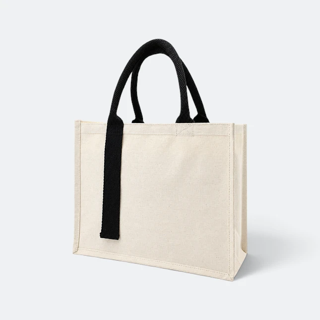 Gmg5118 stripa laminated canvas tote bag black handle view, canvas tote bag corporate gift malaysia with logo printing