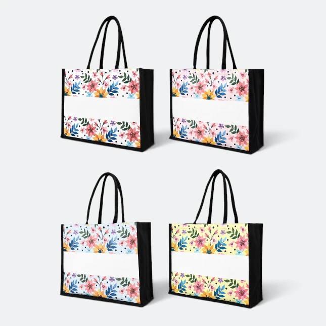 Gmg5122 floral laminated canvas tote bag light all colours view, canvas tote bag corporate gift malaysia with logo printing