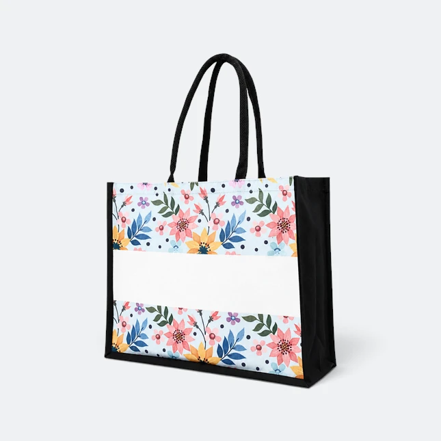 Gmg5122 floral laminated canvas tote bag light sea blue floral view, canvas tote bag corporate gift malaysia with logo printing