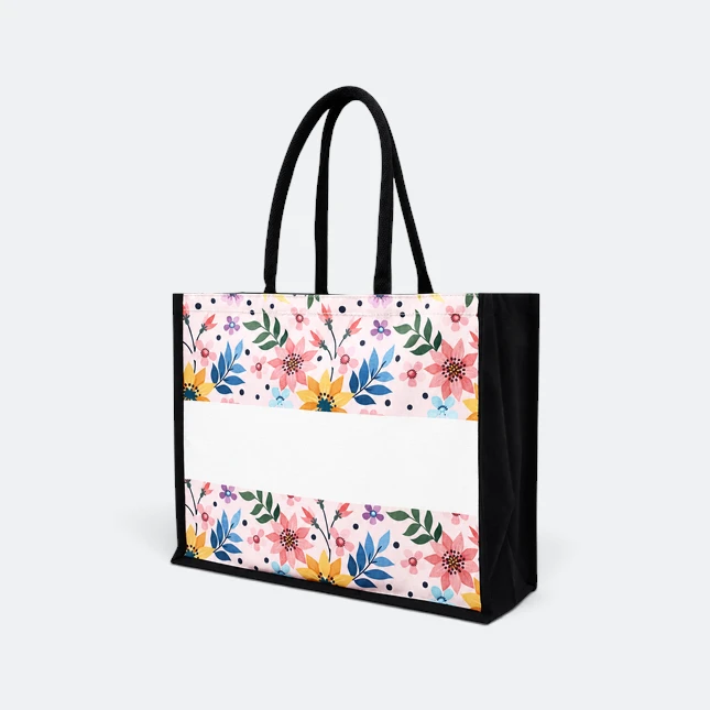 Gmg5122 floral laminated canvas tote bag light red floral view, canvas tote bag corporate gift malaysia with logo printing