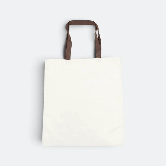 Gmg5126 handla canvas tote bag with colour handle brown view, canvas tote bag corporate gift malaysia with logo printing