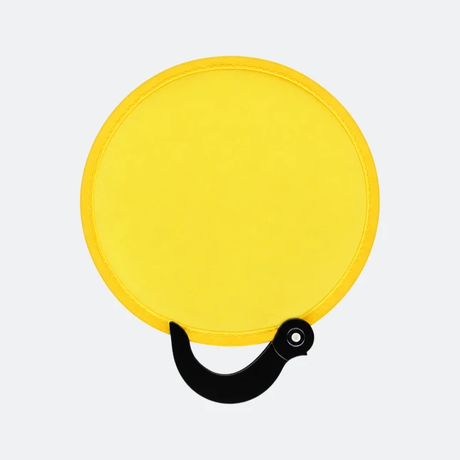 GMG7081 Rounda PP Hand Fan Yellow Gmg7081 rounda pp hand fan yellow view, sports gift corporate gift malaysia with logo printing