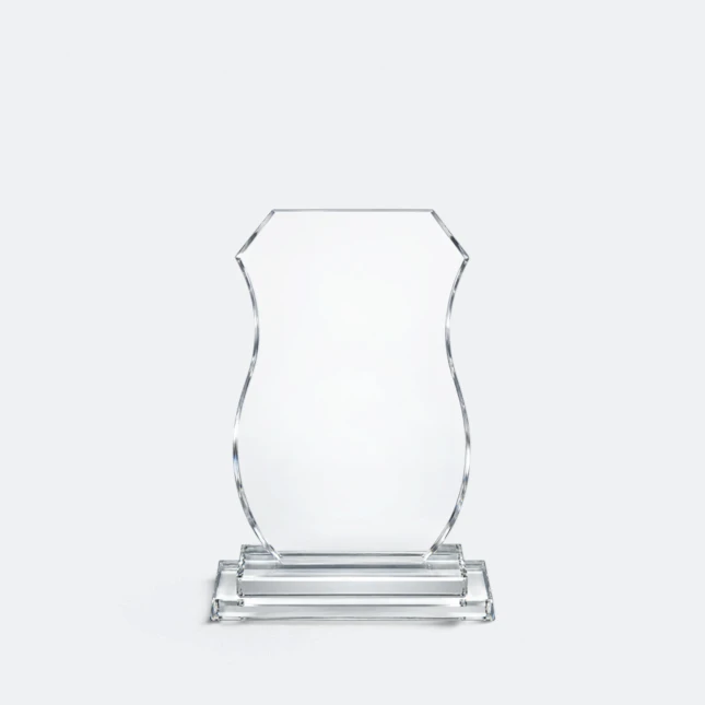 Gmg9308 crystal curved shield plaque small size, corporate award plaque malaysia with custom logo printing