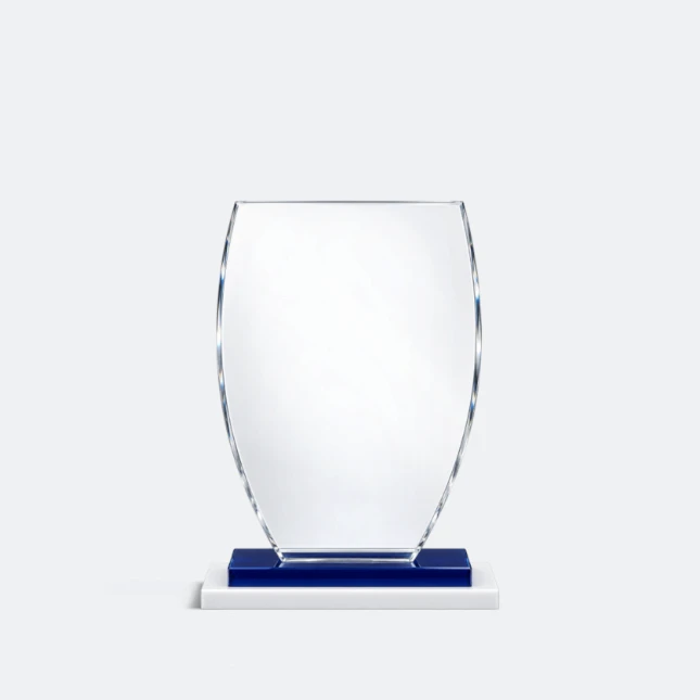 Gmg9312 crystal tablet plaque with blue base small size, corporate award plaque malaysia with custom logo printing