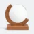 Gmg9320 round crystal plaque with wooden crescent plain, ready for custom logo engraving, corporate award plaque malaysia with custom logo printing