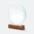 Gmg9335 round crystal plaque on wooden base plain, ready for custom logo engraving, corporate award plaque malaysia with custom logo printing