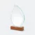 Gmg9336 teardrop crystal plaque on wooden base plain, ready for custom logo engraving, corporate award plaque malaysia with custom logo printing