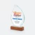 Gmg9336 teardrop crystal plaque on wooden base with sample logo printing, corporate award plaque malaysia with custom logo printing