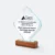 Gmg9337 diamond crystal plaque on wooden base with sample logo printing, corporate award plaque malaysia with custom logo printing