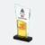 Gmg9344 gold shield glass crystal plaque with sample logo printing, corporate award plaque malaysia with custom logo printing