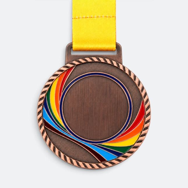 Gmg9345 rainbow swirl zinc alloy medal bronze, corporate medal malaysia with custom logo printing