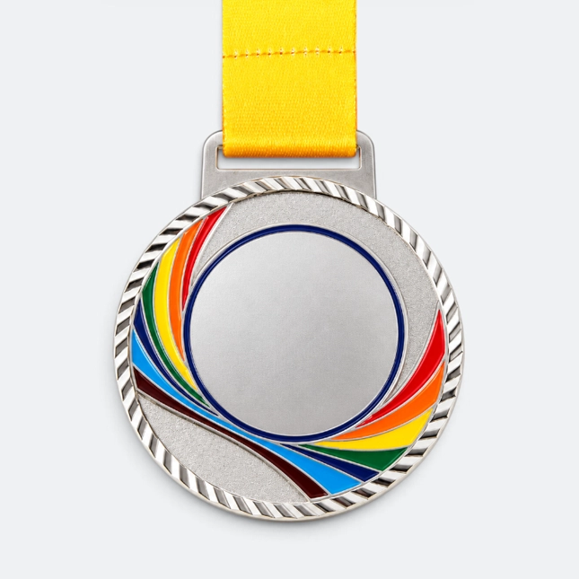 Gmg9345 rainbow swirl zinc alloy medal silver, corporate medal malaysia with custom logo printing