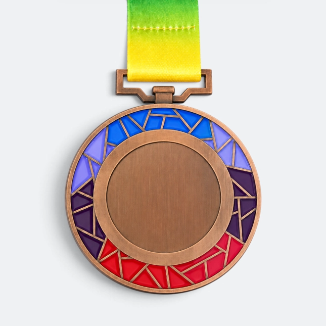 Gmg9346 mosaic rim metal medal bronze, corporate medal malaysia with custom logo printing