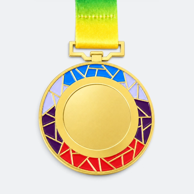 Gmg9346 mosaic rim metal medal gold, corporate medal malaysia with custom logo printing