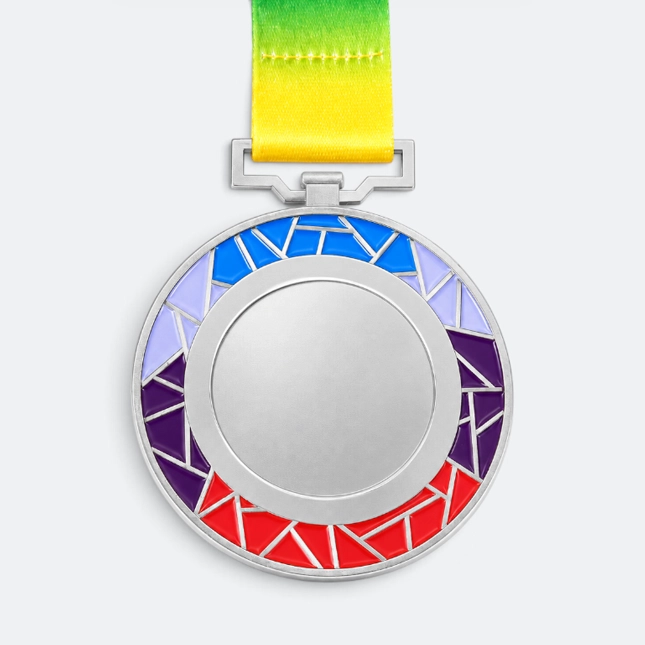 Gmg9346 mosaic rim metal medal silver, corporate medal malaysia with custom logo printing