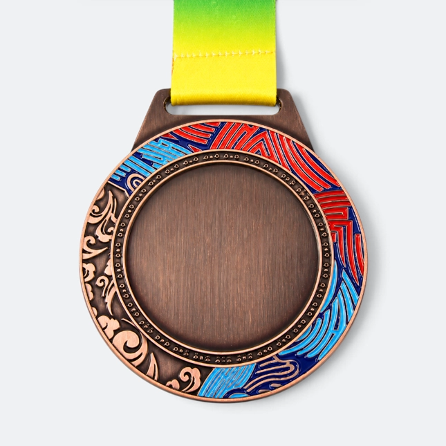 Gmg9347 wave rim metal medal bronze, corporate medal malaysia with custom logo printing