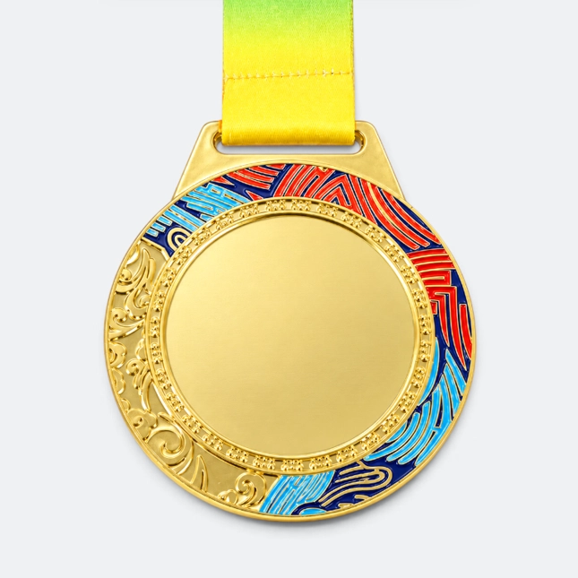 Gmg9347 wave rim metal medal gold, corporate medal malaysia with custom logo printing