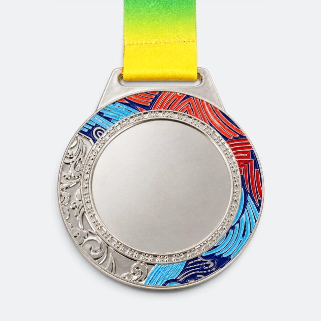 Gmg9347 wave rim metal medal silver, corporate medal malaysia with custom logo printing