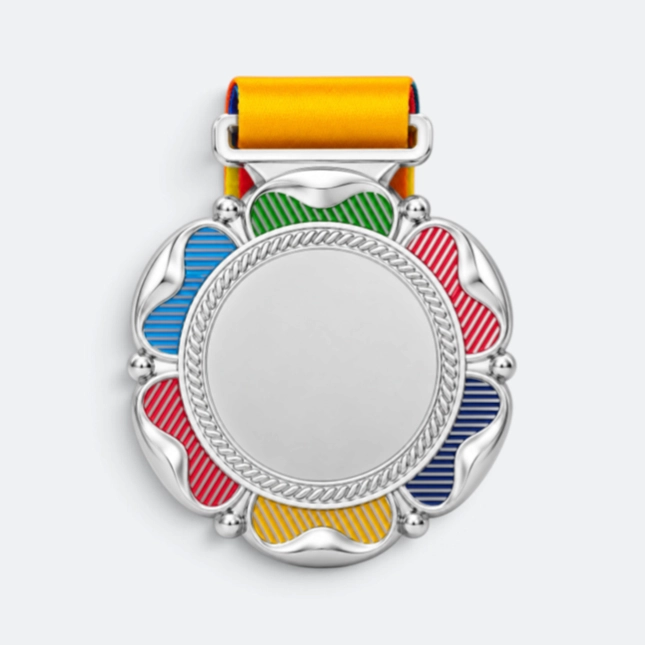 Gmg9348 scalloped zinc alloy medal silver, corporate medal malaysia with custom logo printing