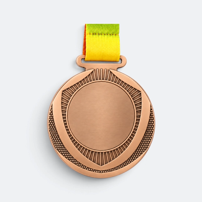 Gmg9349 fluted rim metal medal bronze, corporate medal malaysia with custom logo printing
