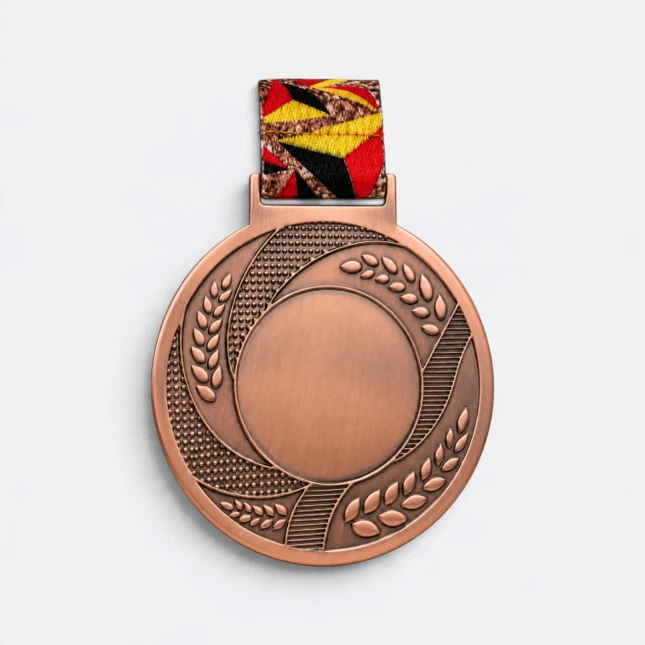 Gmg9351 laurel rim metal medal 7. 5cm bronze, corporate medal malaysia with custom logo printing