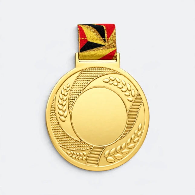 Gmg9351 laurel rim metal medal 7. 5cm gold, corporate medal malaysia with custom logo printing