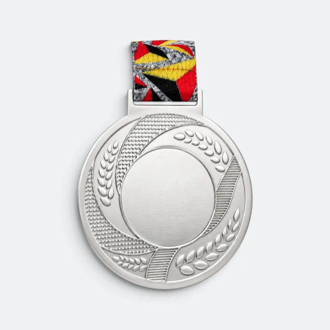 Gmg9351 laurel rim metal medal 7. 5cm silver, corporate medal malaysia with custom logo printing