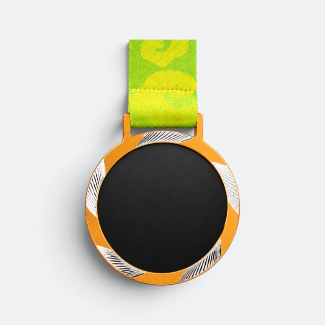Gmg9353 glass insert aluminium medal gold, corporate medal malaysia with custom logo printing