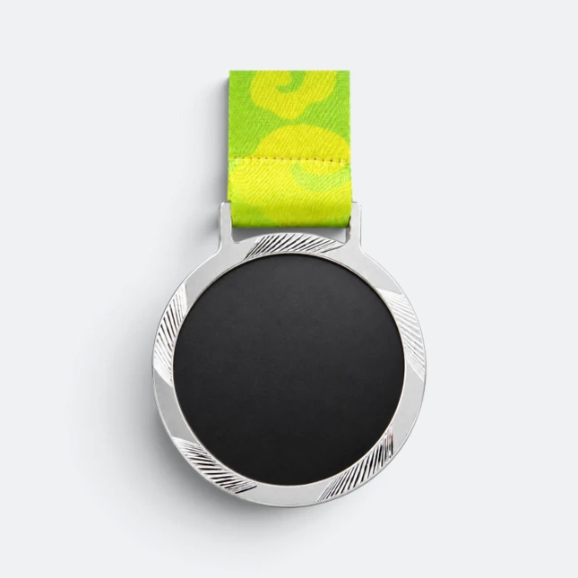 Gmg9353 glass insert aluminium medal silver, corporate medal malaysia with custom logo printing