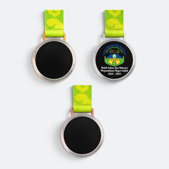 Gmg9354 glass insert aluminium medal (plain ring) gold, silver and bronze, corporate medal malaysia with custom logo printing