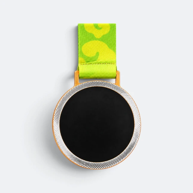 Gmg9354 glass insert aluminium medal (plain ring) gold, corporate medal malaysia with custom logo printing