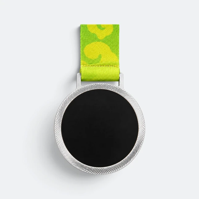 Gmg9354 glass insert aluminium medal (plain ring) silver, corporate medal malaysia with custom logo printing